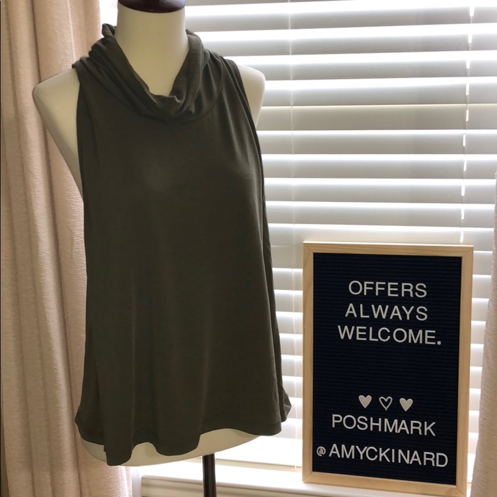 Olive green cowl neck open Strappy back tank